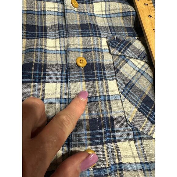 Duluth Trading Men’s Button Down Shirt Blue Plaid Flannel Slim Fit Cotton Medium - Picture 6 of 8